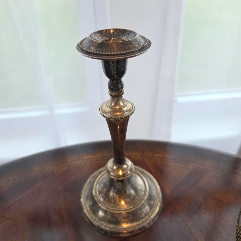 Vintage Silver Plated Candlestick Holder | Dark Academia & Gothic Decor | 7.5"
